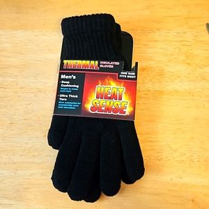 Men's Thermal Insulated Heat Sense Deep Cushioning Ultra Thick Gloves New Navy